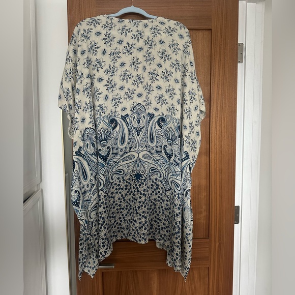 💎Angie Metallic Floral Kimono Women’s Large Glacier Blue🌙 - Picture 5 of 8